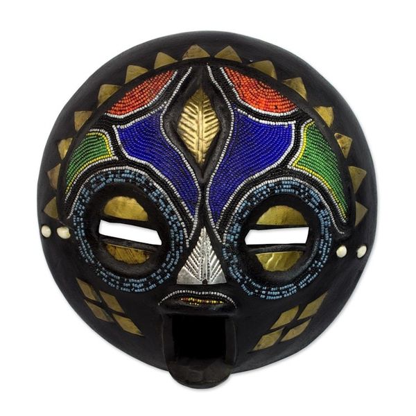 Alternate image for Hand Beaded Wood Mask My Bride