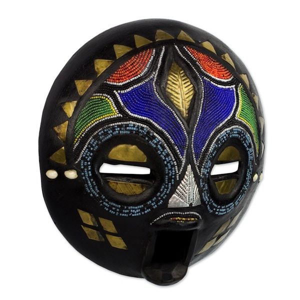 Alternate image for Hand Beaded Wood Mask My Bride