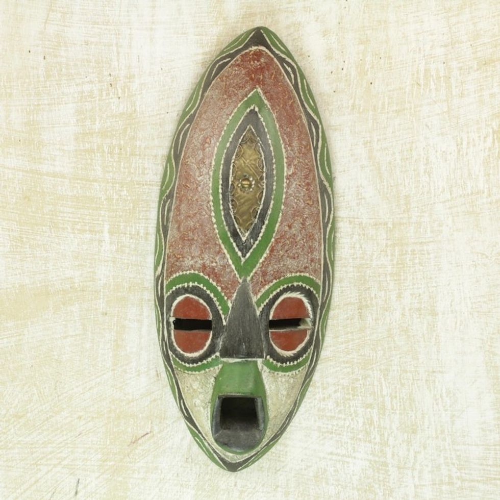 Hand Carved Wood Mask 'Spiritual Harvest'
