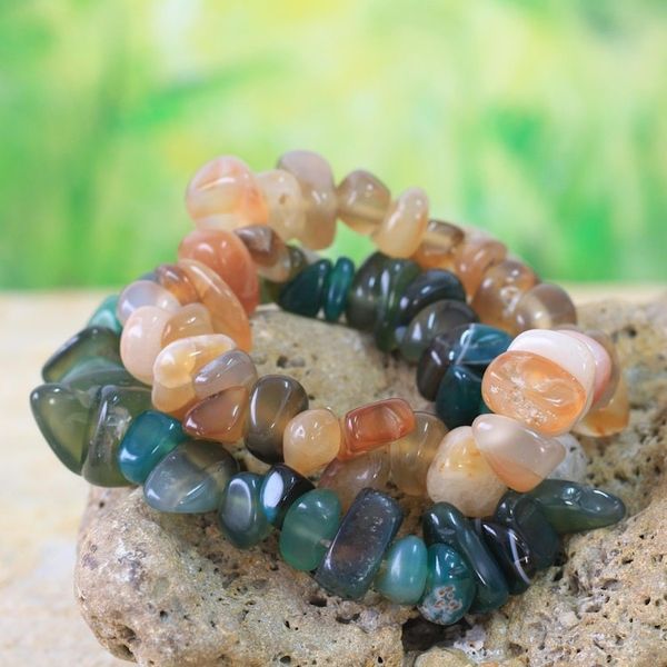 Alternate image for Beaded stretch bracelets Pair Green Orange Odo Tintine