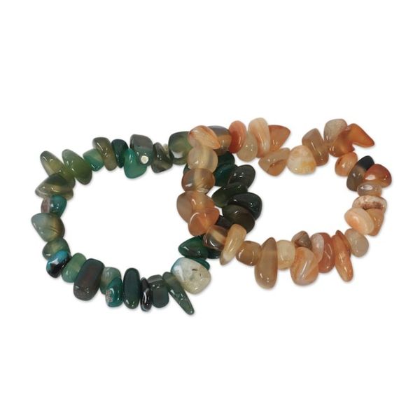 Alternate image for Beaded stretch bracelets Pair Green Orange Odo Tintine