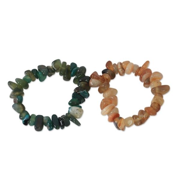 Alternate image for Beaded stretch bracelets Pair Green Orange Odo Tintine