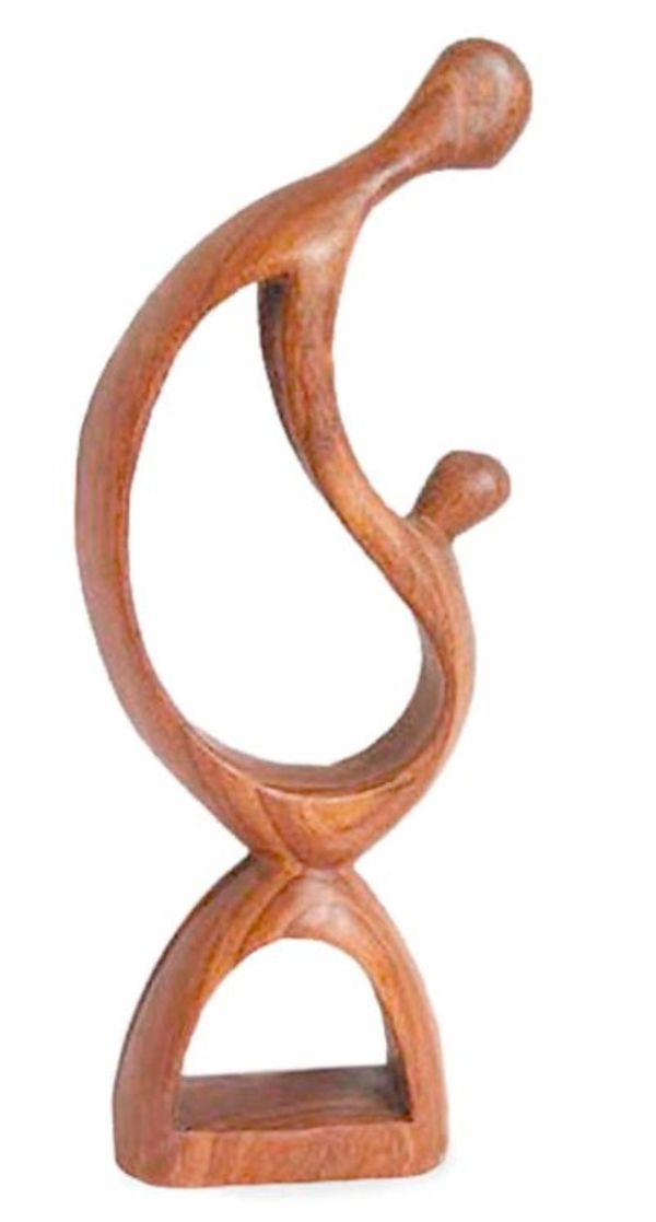 Alternate image for Hand Made Abstract Wood Sculpture Loving Family