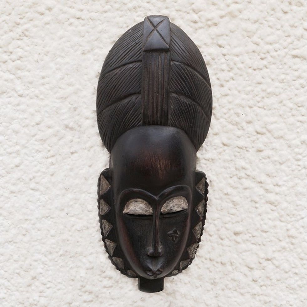 Hand Carved African Mask 'Female Baule Fertility Mask'