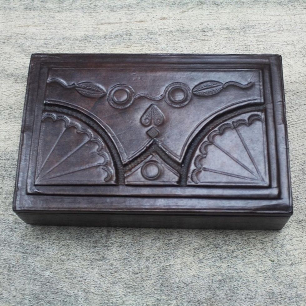 Leather Jewelry Box 'African Fan'