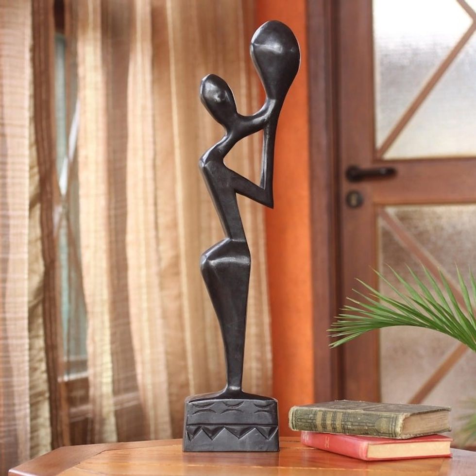 Unique Abstract Wood Sculpture 'Call to Unity'