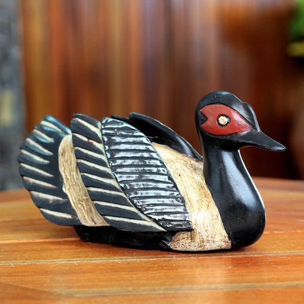 Alternate image for Ghana Hand Carved Duck Sculpture Black African Duck