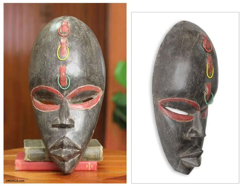 Handmade African Mask with Beads 'Ghanaian Strength'