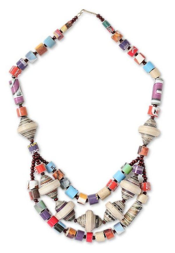 Alternate image for Eco Friendly Recycled Paper Necklace from Africa Unity