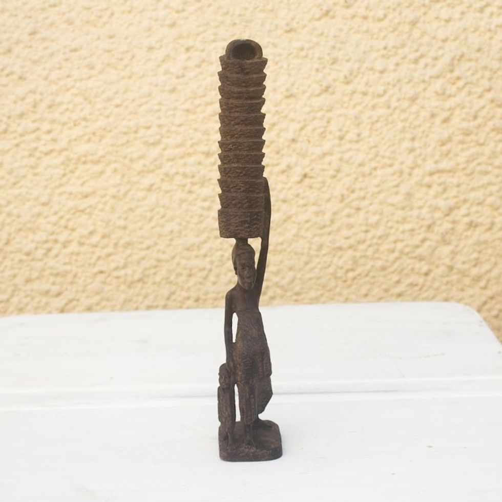 Ebony Wood Statuette 'Third World Trouble'