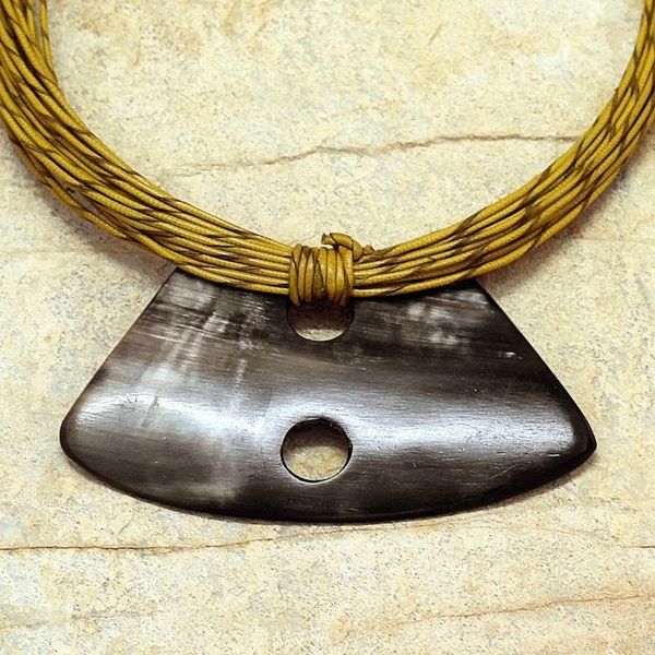 Alternate image for Hand Crafted Horn and Leather Pendant Necklace Talatu