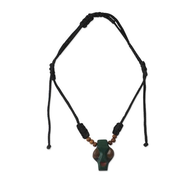 Alternate image for Mens wood pendant necklace Papa Adam