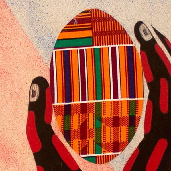 Alternate image for African Kente Cloth Wall Collage Hand and Egg II
