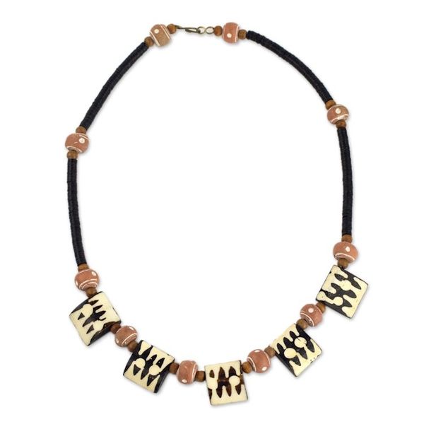 Alternate image for Handcrafted Bone and Recycled Bead Necklace Amaria