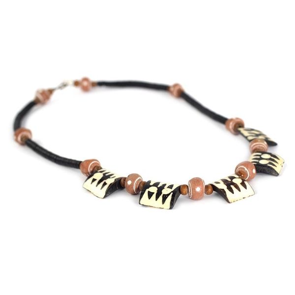 Alternate image for Handcrafted Bone and Recycled Bead Necklace Amaria
