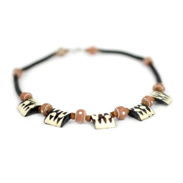 Alternate image for Handcrafted Bone and Recycled Bead Necklace Amaria