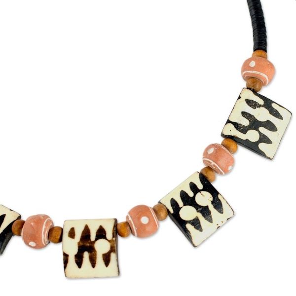 Alternate image for Handcrafted Bone and Recycled Bead Necklace Amaria