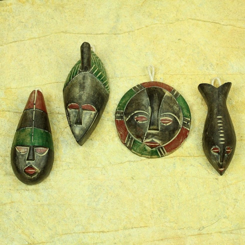 Wood ornaments Set of 4 'Shepherds'