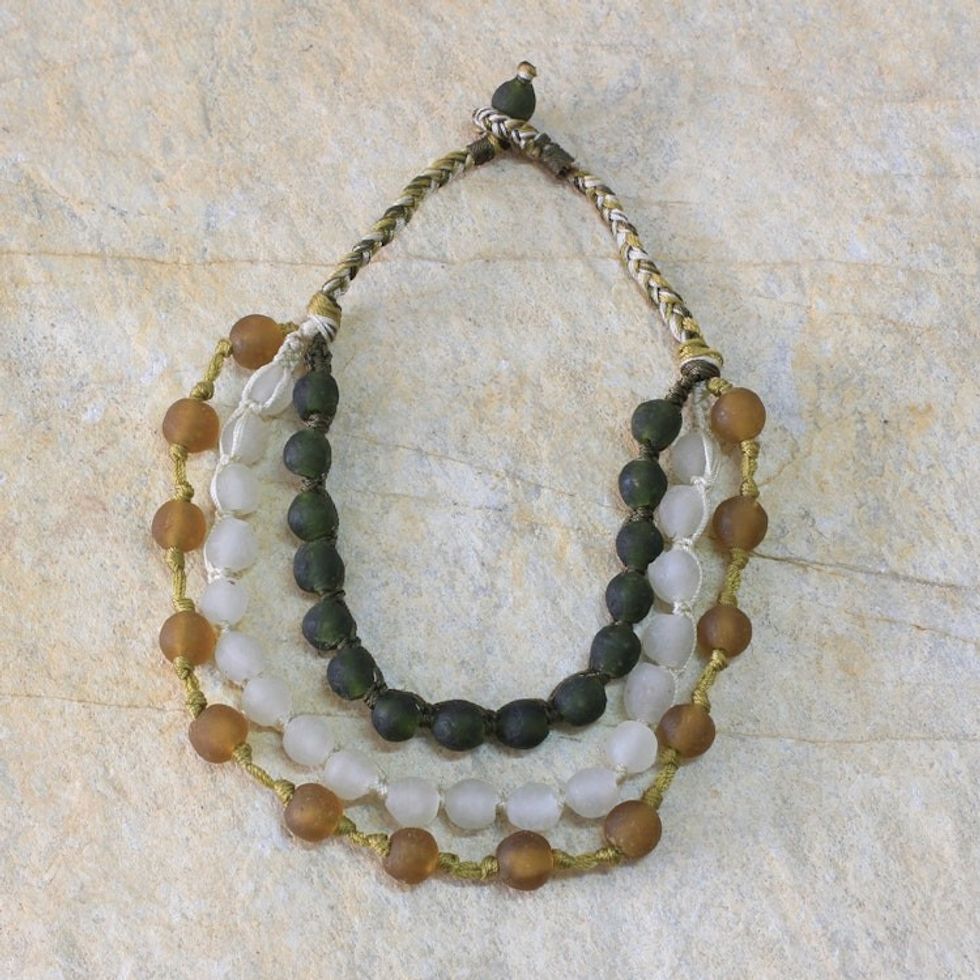 Recycled bead necklace 'Summer Fields'