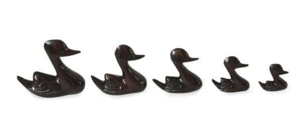 Alternate image for Artisan Crafted Wood Sculpture Set of 5 Duck Family