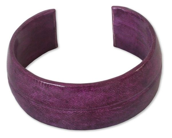 Alternate image for African Leather Cuff Bracelet Antiri in Purple