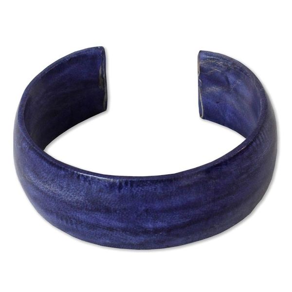 Alternate image for Hand Made Modern Leather Cuff Bracelet Annula in Blue