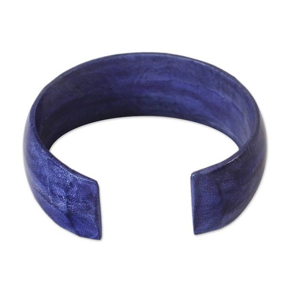 Alternate image for Hand Made Modern Leather Cuff Bracelet Annula in Blue