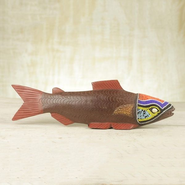 Alternate image for Ghana Hand Carved Wood Sculpture Tribal Salmon