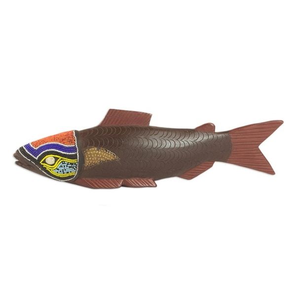 Alternate image for Ghana Hand Carved Wood Sculpture Tribal Salmon