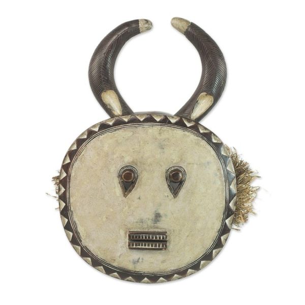 Alternate image for Handcrafted African Sese Wood Mask with Horns from Ghana Wan Dance
