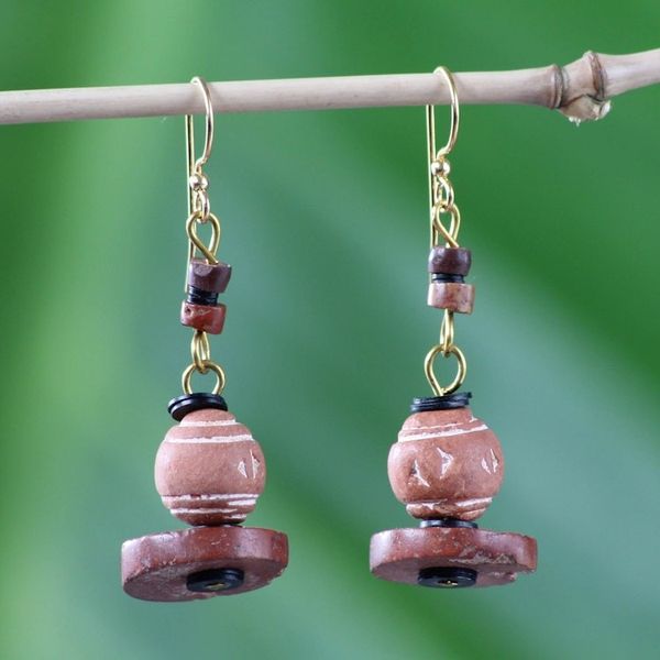 Alternate image for Handcrafted Ceramic Dangle Earrings Nigerian Belles