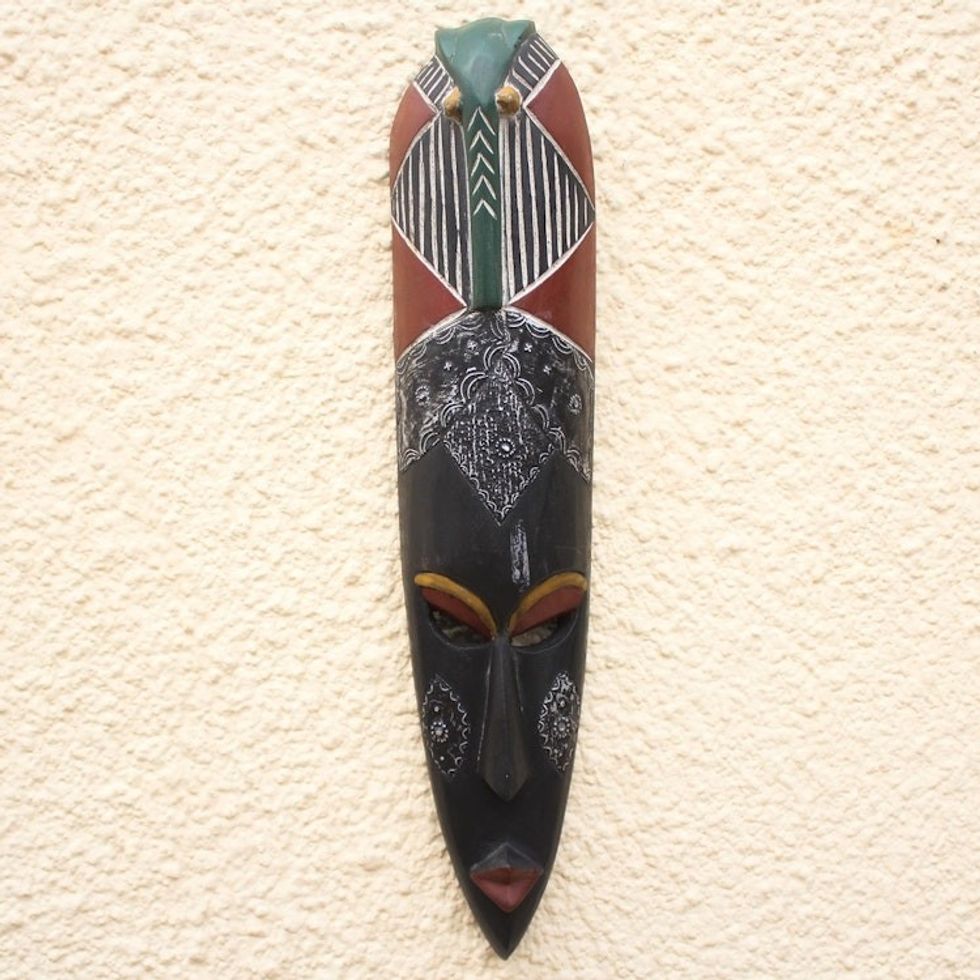 Handcrafted Elephant Theme African Mask 'Elephant Protector'