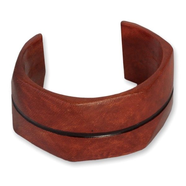 Alternate image for Leather cuff bracelet Wend Konta in Cinnamon