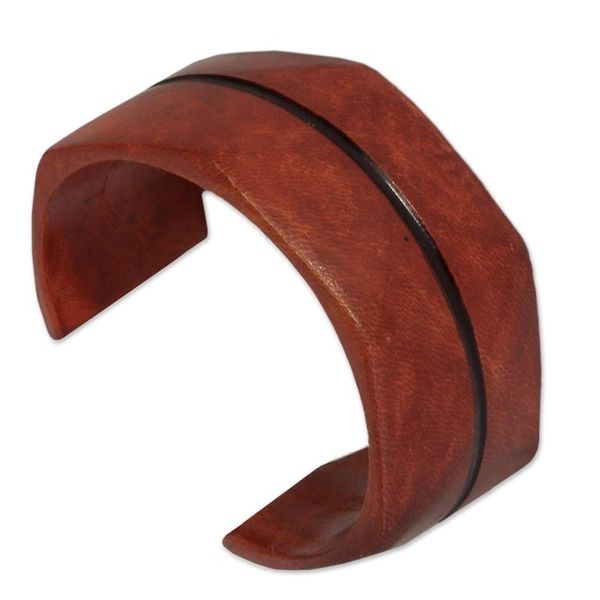 Alternate image for Leather cuff bracelet Wend Konta in Cinnamon