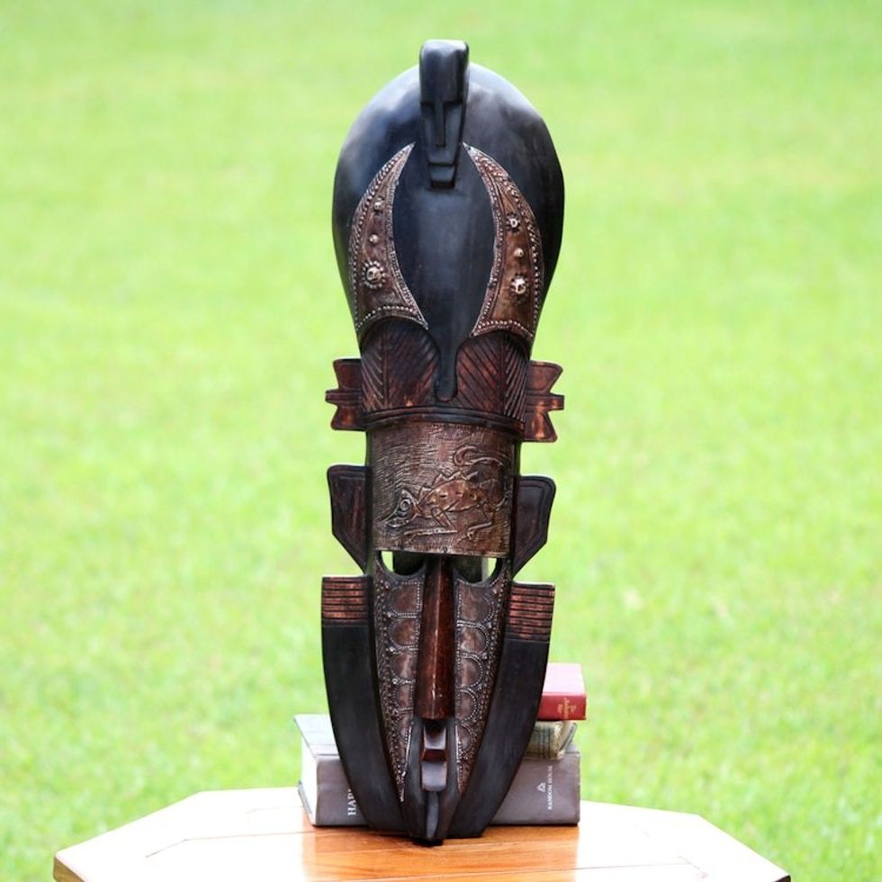 Hand Crafted Wood Mask 'Chameleon'