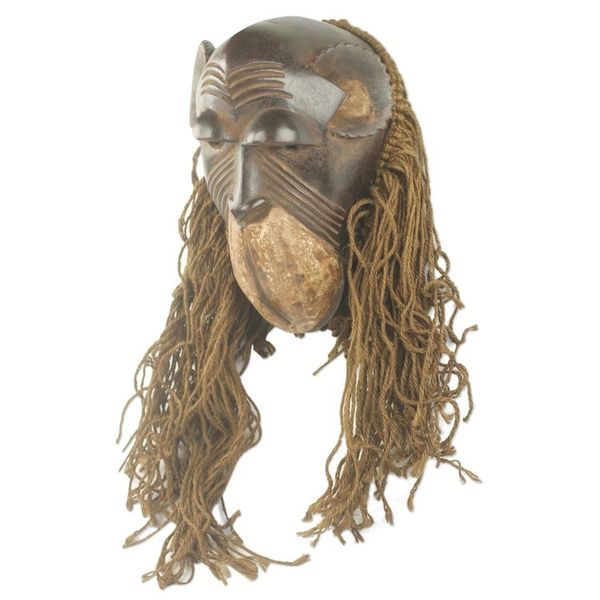 Alternate image for Handmade African Wood and Jute Monkey Mask Baule Gbekre I