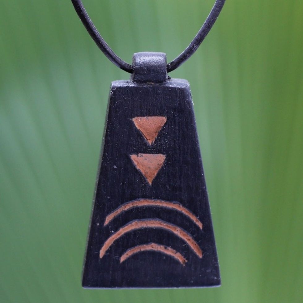 Teak Wood pendant necklace 'To Egypt'