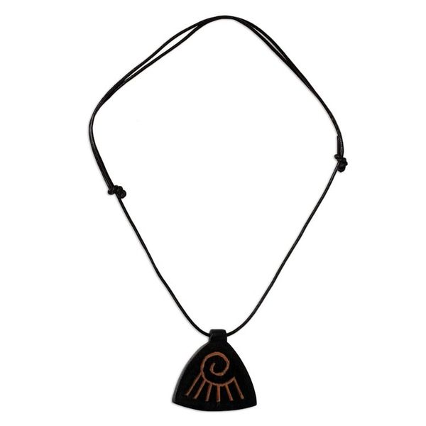 Alternate image for Teak Wood Pendant Necklace Lifes Questions