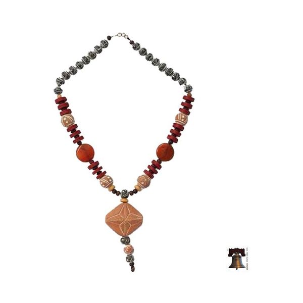 Alternate image for Agate and Ceramic Pendant Necklace African Queen of Peace