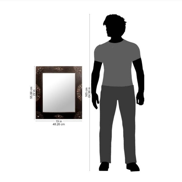 Alternate image for Handcrafted Sese Wood and Brass Wall Mirror In Perfect Shape