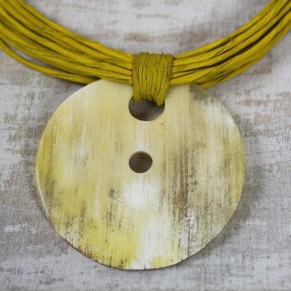 Alternate image for African Horn and Leather Pendant Necklace Talatu Gilga