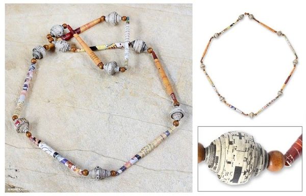 Alternate image for Recycled paper long necklace Joy
