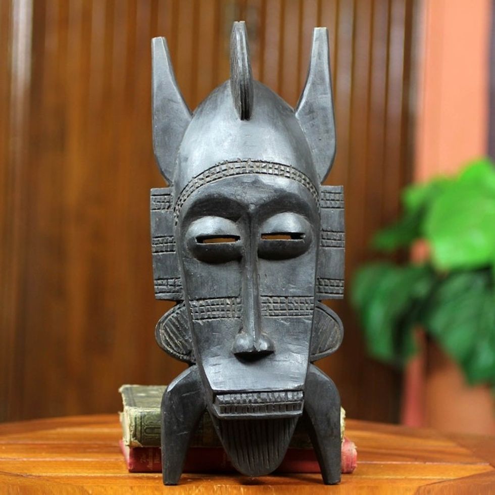 Ivory Coast Hand Carved Senufo African Mask 'Senufo Men's Society'