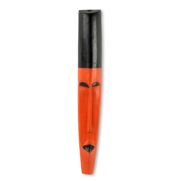 Alternate image for Handmade Orange and Black African Wood Wall Mask Ahinkwa