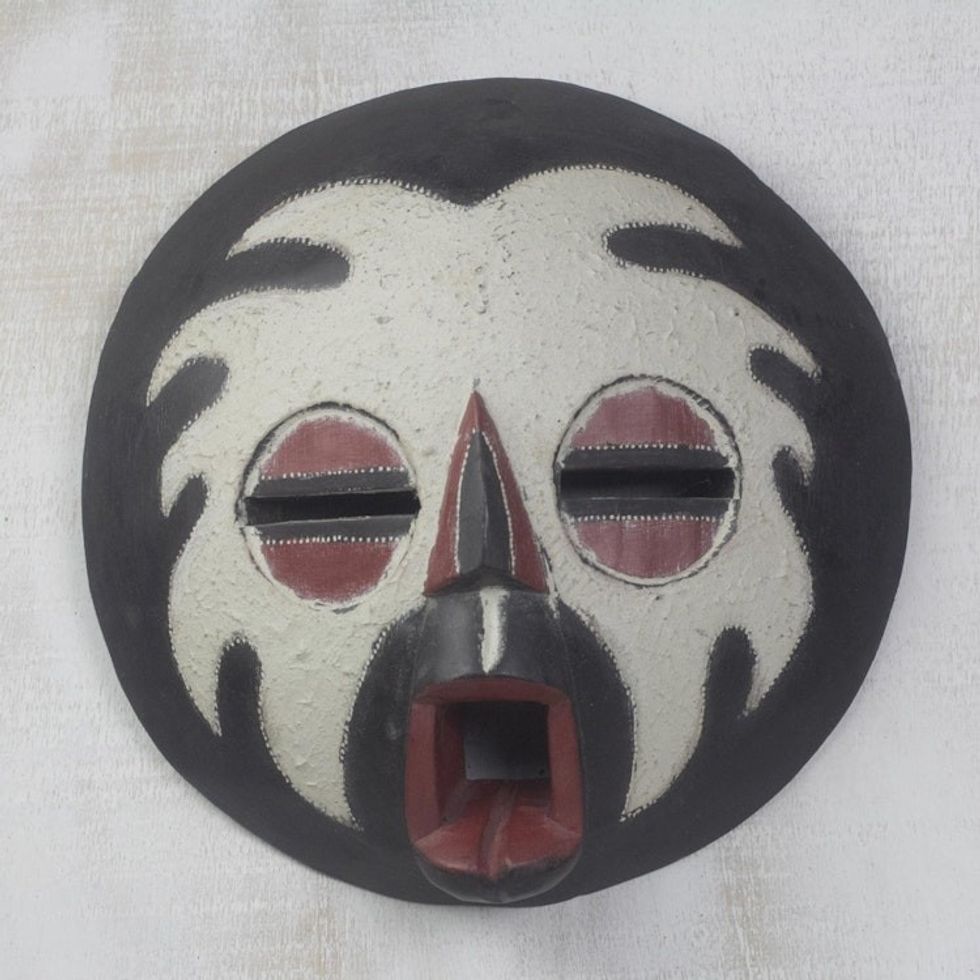 Hand Carved Wood Mask 'Water God'
