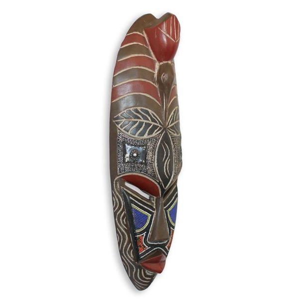 Alternate image for Unique Hand Beaded Wood Mask Celebration