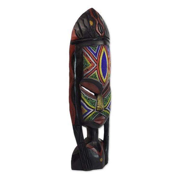 Alternate image for African Beaded Mask Sculpture Crafted by Hand Na Gode
