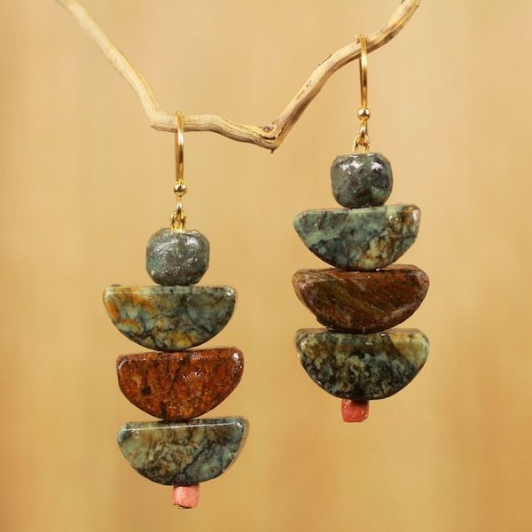 Alternate image for Artisan Crafted Natural Soapstone Beaded Hook Earrings Nkabom