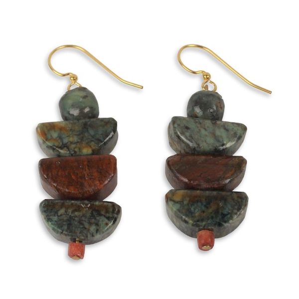 Alternate image for Artisan Crafted Natural Soapstone Beaded Hook Earrings Nkabom