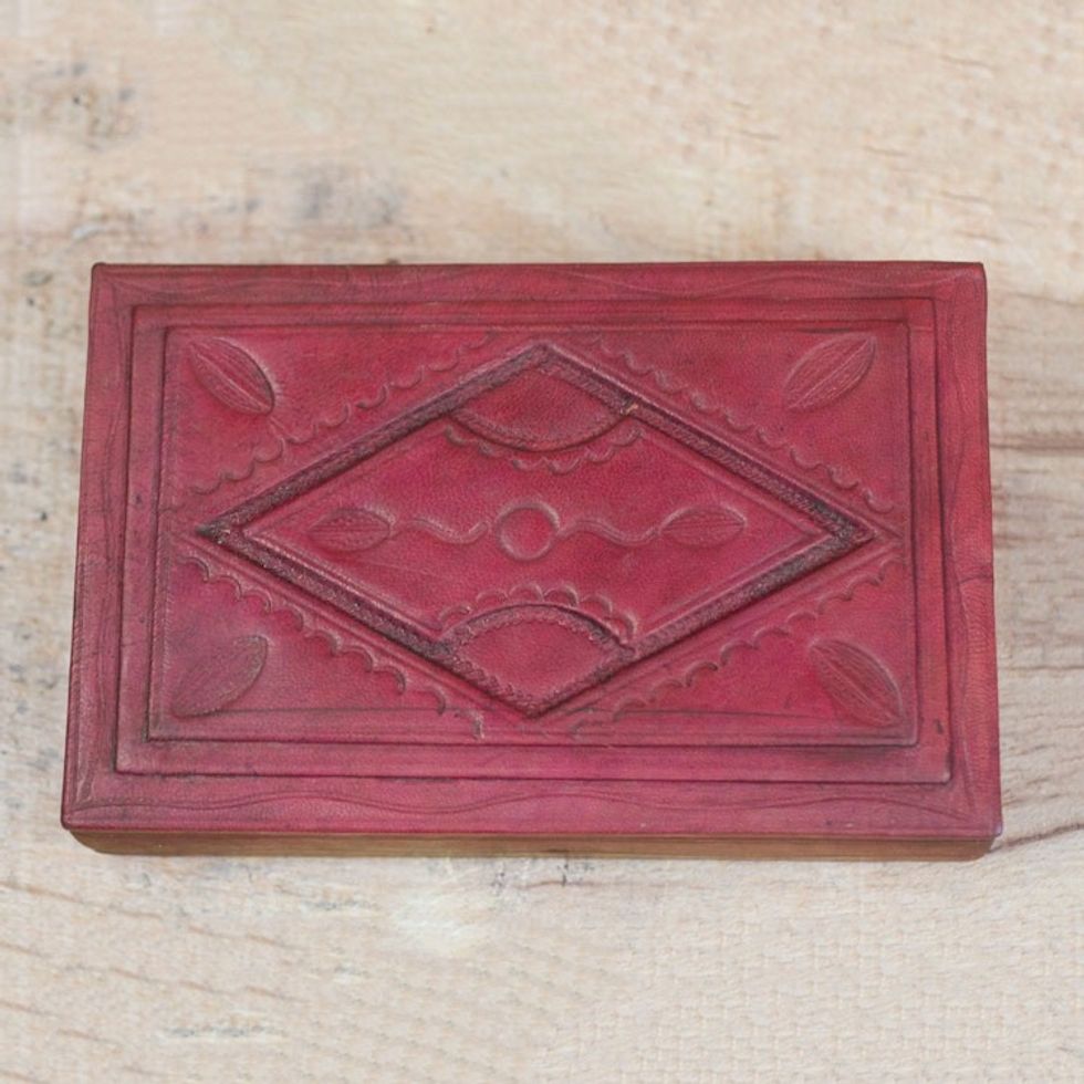Handcrafted Leather Jewelry Box 'African Diamond'